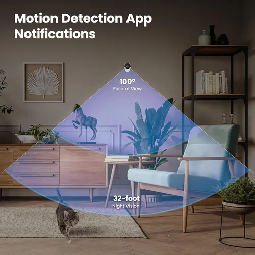 Miniatura 6 de Feit Electric Cámara de seguridad para interiores con detección de movimiento, visión nocturna de 30 pies, cabezal ajustable de 360°, WiFi de 2.4