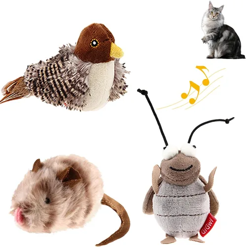 Miniatura 10 de PETGEEK Gigwi - Juguete de pájaro simulado para gatos, pájaro falso para gatos de interior, juguetes para gatos de interior, juguetes de melodía