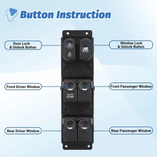 Miniatura 3 de Power Master - Botón de control para interruptor de ventanilla delantero izquierdo del lado del conductor compatible con Hyundai Accent 2011, 2012