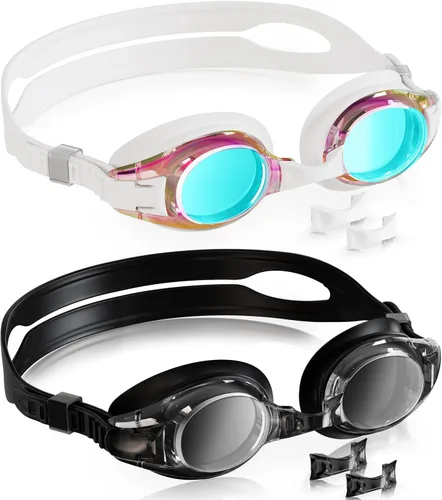 Aegend - Paquete de 2 gafas para niños, gafas de natación para niños de 4 a 16 años, niños y niñas jóvenes, gafas de piscina antivaho, impermeables,