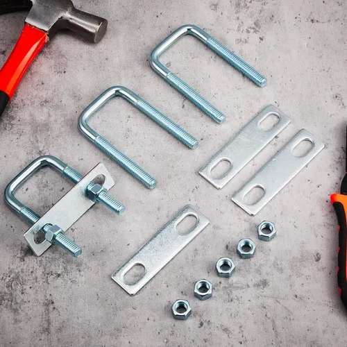 Miniatura 7 de Dunzy 6 pernos cuadrados en U chapados en zinc, perno en U de acero al carbono resistente, suministros industriales y científicos para tubo