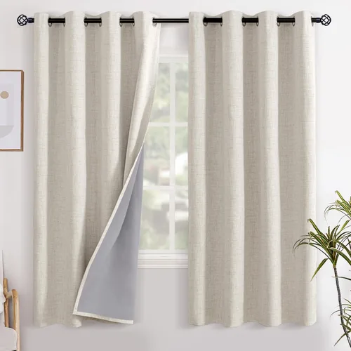 Miniatura 40 de YoungsTex - Cortinas opacas de lino para dormitorio, oscurecimiento de la habitación, cortinas con textura de lino, paneles con aislamiento térmico