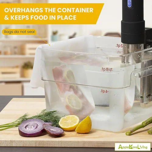 Miniatura 3 de Bolsas reutilizables de silicona para Sous Vide, 3 bolsas extra grandes, no necesita sellador al vacío, sin BPA, 60% más grandes, más delgadas y más
