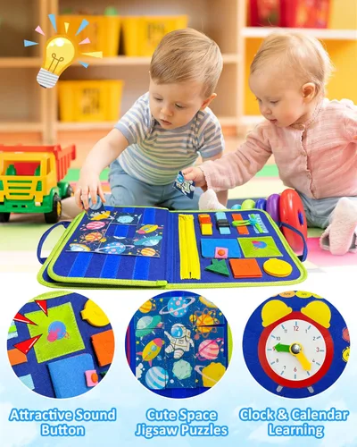 Miniatura 4 de Exorany Busy Board Juguetes Montessori para Niños Pequeños y Niñas Regalos de Cumpleaños, Juguetes Sensoriales para Niños Pequeños, Actividades