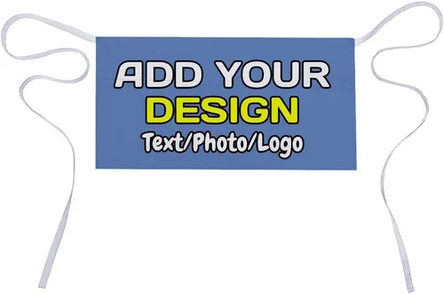 Miniatura 28 de Delantal de cintura personalizado con 3 bolsillos para añadir foto, texto, logotipo, nombre, camarera