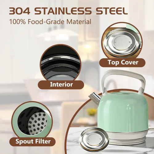 Miniatura 4 de Hervidor de té eléctrico, 1500 W para agua hirviendo, hervidor de té de acero inoxidable de grado alimenticio de 2 litros con mango ergonómico