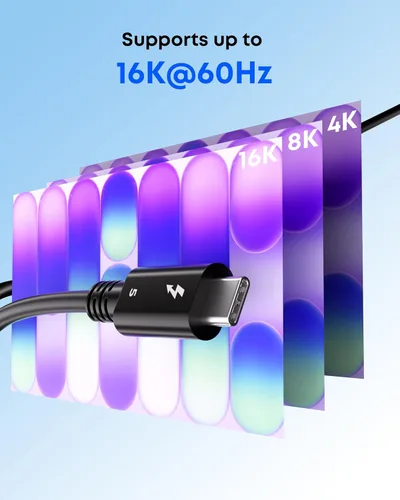 Miniatura 5 de Cable Thunderbolt 5, cable USB C de 3.3 pies con certificación Intel, carga rápida de 240 W, ancho de banda de hasta 120 Gbps, pantallas de 16K/8K