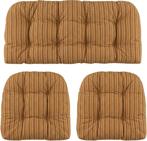 Miniatura 59 de RSH DECOR: Sunbrella - Juego de 3 cojines de mimbre copetudos 41 x 19 pulgadas y 19 x 19 pulgadas Fabricado con tela de rendimiento Sunbrella