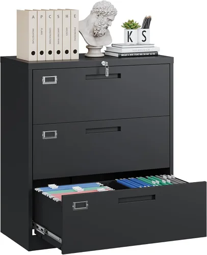 Miniatura 16 de Yizosh Archivador de 2 cajones con cerradura, gabinete de almacenamiento de archivos de oficina con bloqueo de metal con cajones, organizador