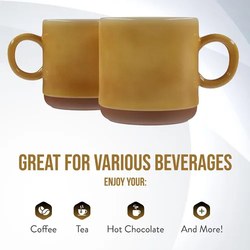 Miniatura 3 de American Atelier Juego de 2 tazas de cerámica, tazas de 4 pulgadas para té, café con leche, chocolate caliente, barra de desayuno, tazas de cocina