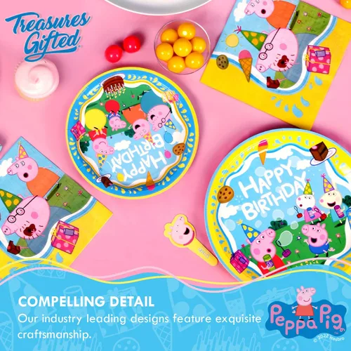Miniatura 6 de Treasures Gifted Servilletas de fiesta de cumpleaños de Peppa Pig con licencia oficial, paquete de 32 servilletas de Peppa Pig - Suministros