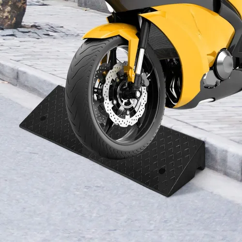 Miniatura 8 de Goplus 2 rampas de goma para bordillo de automóvil, juego de rampas de umbral ligeras y portátiles de alta resistencia, almohadilla de motocicleta