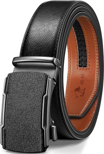 Cinturón de trinquete para hombres,Cinturón de vestir de cuero genuino de 1 38 pulgadas con hebilla ajustable deslizante,Pantalones de hombre camisa