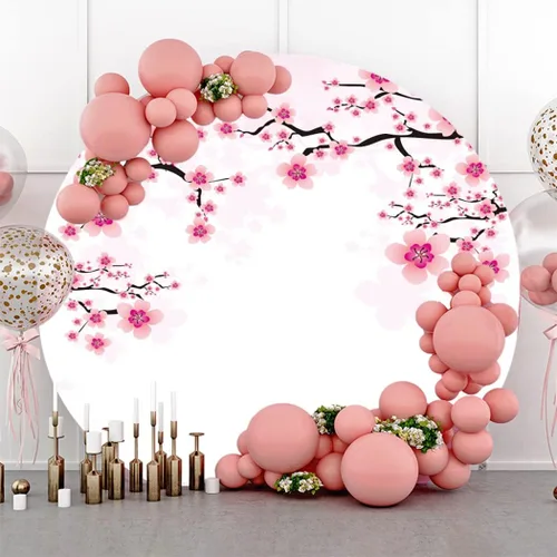 Miniatura 3 de Leyiyi Cubierta de fondo redonda romántica de 3 x 3 pies, diseño floral rosa floreciente para fotografía, decoración del día de San Valentín, tema