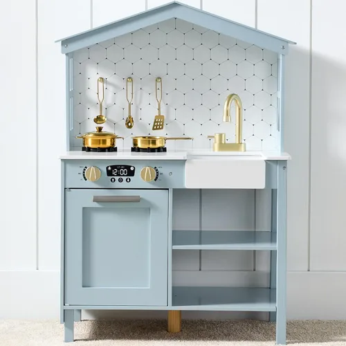 Miniatura 9 de Best Choice Products - Set de cocina de madera de juguete, juego de simulación para niños con almacenamiento de juguetes, perillas con clic