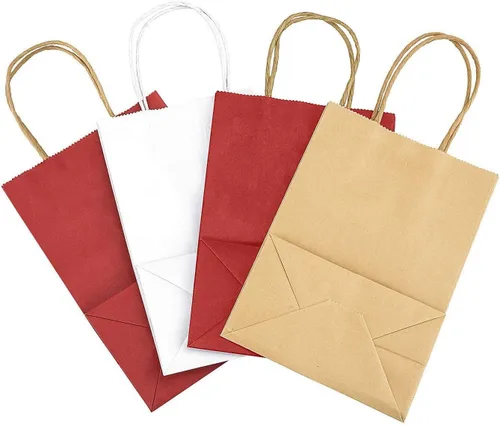 Miniatura 8 de Bolsas de papel kraft con asas trenzadas para regalo navideño, multiusos, adecuadas para cualquier ocasión, 10 x 5 x 13 pulgadas, color marrón