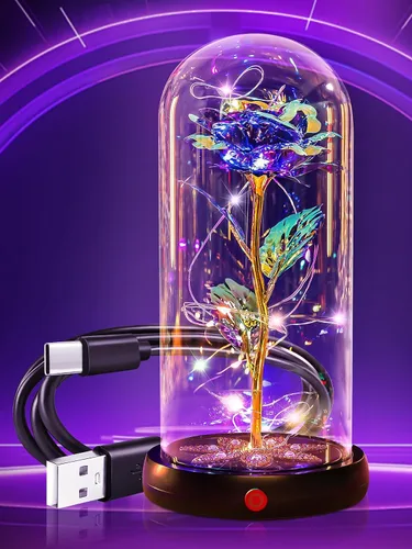 Miniatura 15 de Regalos de rosas para el día de la madre, rosas de cristal de galaxia preservadas para siempre, rosas iluminadas en cúpula de cristal, regalos de Un