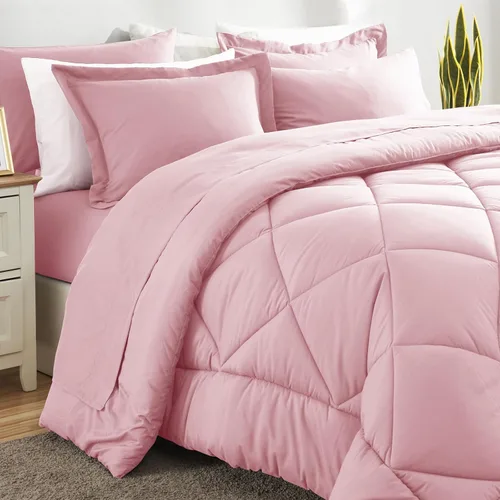 Miniatura 68 de CozyLux Juego de edredón tamaño King, color naranja quemado, toda la ropa de cama en una sola bolsa, 7 piezas: edredón, fundas de almohada