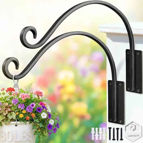 Miniatura 15 de Qiang Ni Colgador de plantas de alta resistencia, soporte de metal para plantas de montaje en pared de 16 pulgadas, 80 libras, para interiores