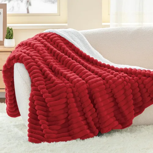 Miniatura 18 de INFIIXSO Manta de forro polar Sherpa tamaño Queen – Forro polar a rayas súper suave y cálido, acogedora manta de cama grande de felpa mullida