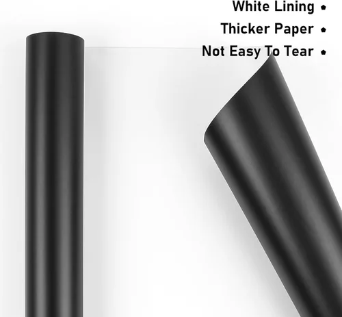Miniatura 3 de NESCCI Papel de regalo negro de metal mate, papel de color sólido, papel de regalo perfecto para bodas, día de San Valentín, cumpleaños, Navidad
