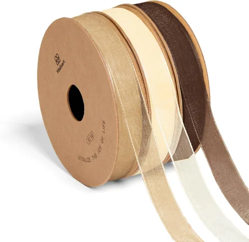 Miniatura 11 de Vitalizart - 3/8" x 90 yardas de cinta de organza, juego de 9 rollos x 10 yardas de cinta transparente para envolver regalos, manualidades, lazos