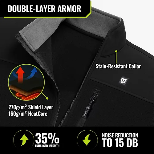 Miniatura 3 de TIDEWE Chaqueta Calefactable Pro para Hombres, Abrigo de Forro Polar con Batería Recargable para Caza (Negro, Camuflaje, Talla S-XXXL)
