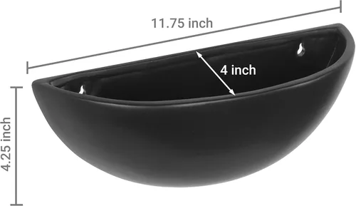 Miniatura 7 de MyGift Macetero de pared interior de cerámica negro mate, jarrón de pared semicírculo de 12 pulgadas, juego de 2