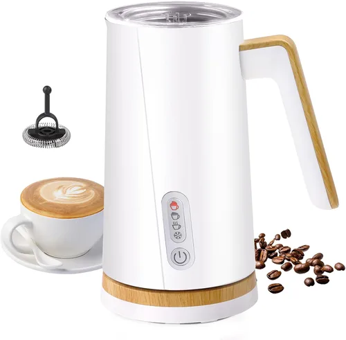 Miniatura 7 de Espumador de leche eléctrico y vaporizador, vaporizador de leche 4 en 1 con diseño de elementos de madera, máquina automática de espuma fría