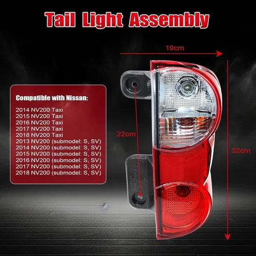Miniatura 4 de XQSMWF - Conjunto de luz trasera izquierda del lado del conductor compatible con Nissan NV200 2013-2021 S SV Taxi - Lámpara de freno trasera