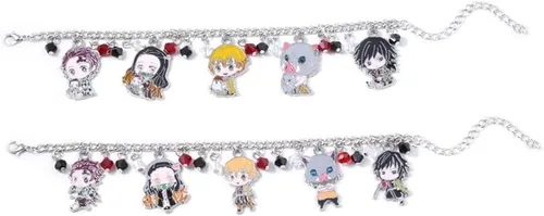Miniatura 3 de SONGCHANGJEWELRY Pulsera con dije de figura de anime de Tanjiro - Pulsera de figura de Nezuko Zenitsu Inosuke de Tanjiro - Regalos para niñas y niños
