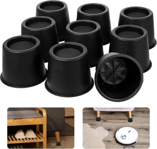 Paquete de 9 elevadores de muebles de 4 pulgadas, elevadores de cama de 4 pulgadas, resistentes con almohadillas antideslizantes, soporta 1500