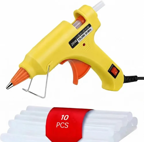 Miniatura 11 de Mini Pistola de Pegamento Caliente, Juego de Pistola de Pegamento de 10 Barras de Cola Caliente para Reparaciones Rápidas, Artista, DIY, Arte