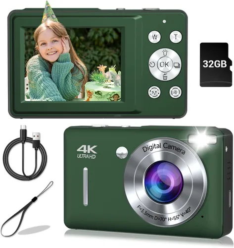 Miniatura 12 de Cámara digital, cámara compacta de 44 MP, cámaras digitales FHD 1080P para apuntar y disparar con zoom de 16X, detección facial, captura de Negro