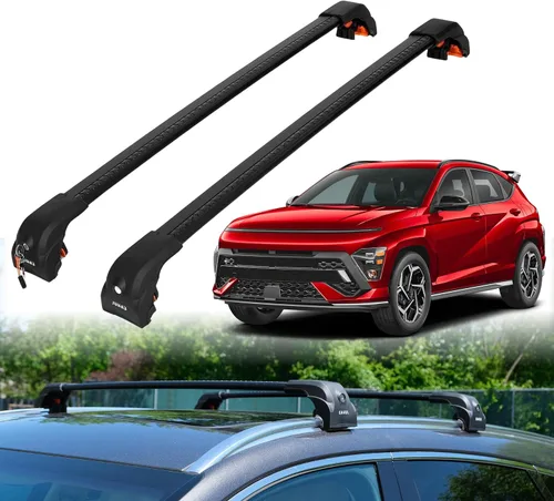 Miniatura 16 de ERKUL Barras transversales mejoradas para Hyundai Kona 2018-2023 Barras transversales de aluminio con bloqueo antirrobo para techo Compatible