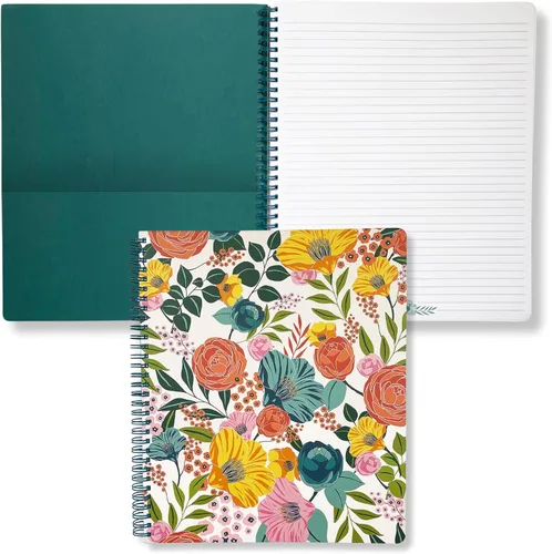 Miniatura 27 de Steel Mill & Co - Cuaderno de espiral grande con rayas universitarias, 11" x 9.5", tapa dura y 160 páginas forradas, diseño floral rosa