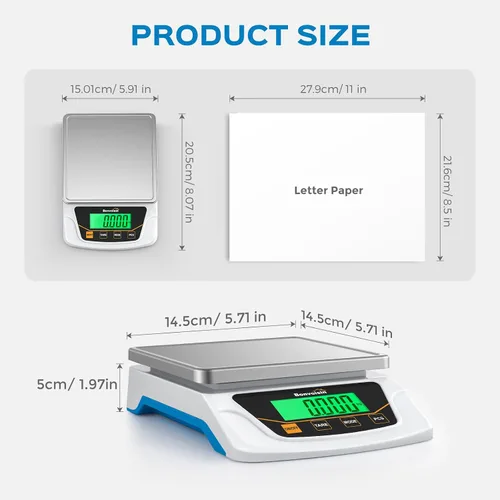 Miniatura 6 de Bonvoisin Báscula Digital con Precisión de 0.1 Gramo, Escala de Laboratorio Científica Digital de 6000g para Laboratorio, Pesaje de Joyería
