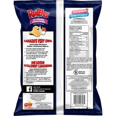 Miniatura 6 de Lay's Ruffles Papas fritas, todas aderezadas, 7.1 onzas, {Importadas de Canadá}