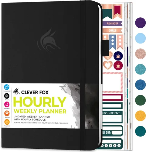 Miniatura 11 de Agenda Clever Fox semanal y mensual sin fecha con divisiones de tiempo, libro de citas y organizador diario, A5 (Amarillo)