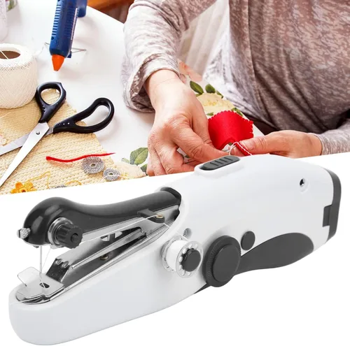 Miniatura 6 de Máquina de coser portátil de mano, máquina de coser a mano, mini máquina de coser eléctrica de doble aguja para hacer manualidades u objetos