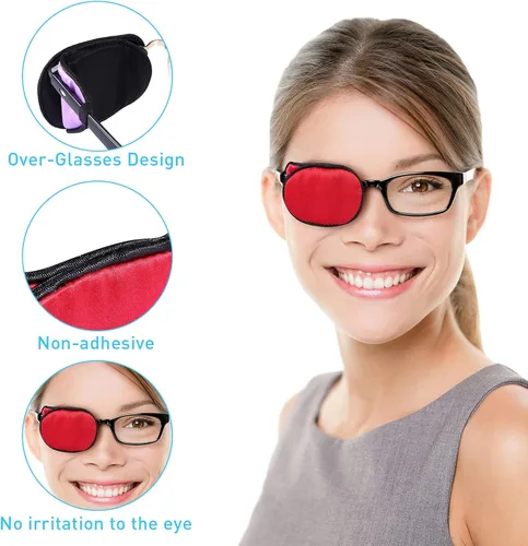 Miniatura 5 de 8 piezas de parche de ojo de seda parche suave para ojos de un solo ojo para adultos niños gafas