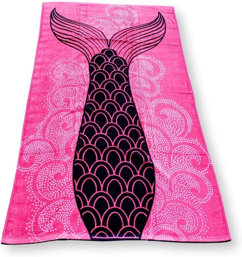 Miniatura 5 de Toalla de playa grande con estampado de moda de verano (cola de sirena rosa)