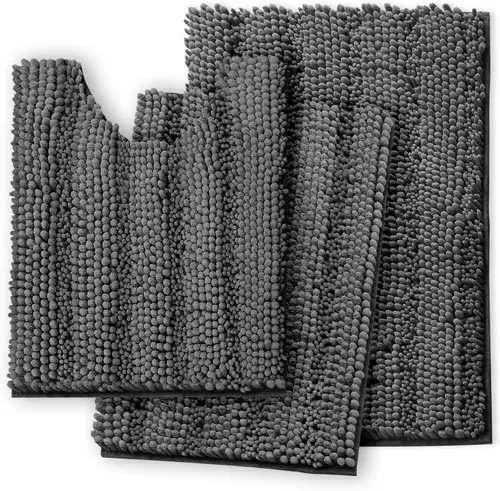 Miniatura 25 de Clara Clark Tapetes para baño de felpilla, tapetes de baño de felpa ultra suaves, lavables a máquina, con parte trasera antideslizante, 44 x 26 Negro