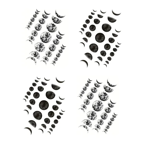 Fase lunar planeta tatuaje temporal pegatina negro impermeable adultos hombres mujeres brazo mano 15X11cm Set de 4 (SF163)