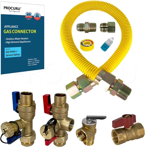 Miniatura 21 de PROCURU Conector de gas flexible universal de 1" de diámetro exterior x 24" (2 pies) x 3/4" MIP x 3/4" FIP, con/sin válvulas de servicio, tubería