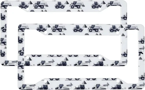 2 Pcs Car License Plate Frames for Women Men - Vintage Excavators Print Solid Aluminum License Plate Cover for Car Accessories for Women Men with
