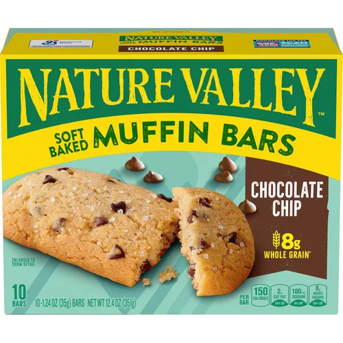 Miniatura 3 de Nature Valley Barras de magdalenas horneadas suaves, chispas de chocolate, barras de aperitivos, 10 barras, 12.4 onzas