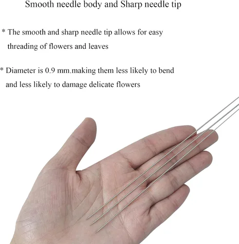 Miniatura 34 de 10 agujas Lei para fabricación de Leis, aguja de costura de ojos grandes de 4.7 pulgadas para manualidades, aguja larga de Lei para hacer flores