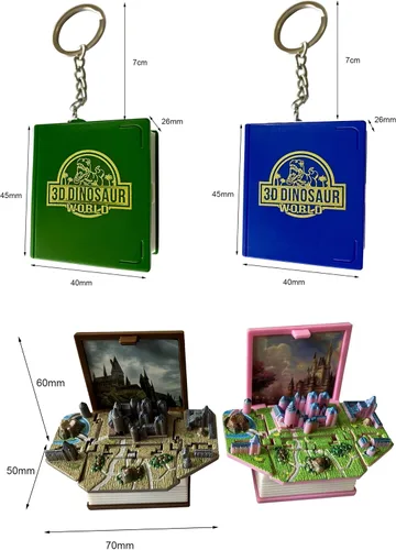Miniatura 2 de Davidamy's - Mini llavero de regalo, juguete de dinosaurio, libro desplegable, miniatura de escena de palabras de dinosaurio, mochila para niños