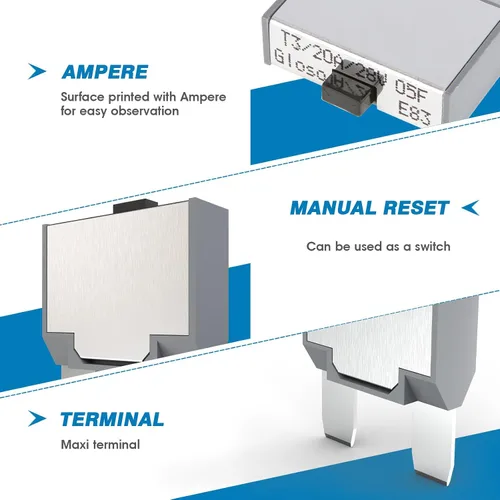 Miniatura 5 de GLOSO Fusible 10A AMP del disyuntor de la hoja maxi del disyuntor, reinicio manual T3 (10A)